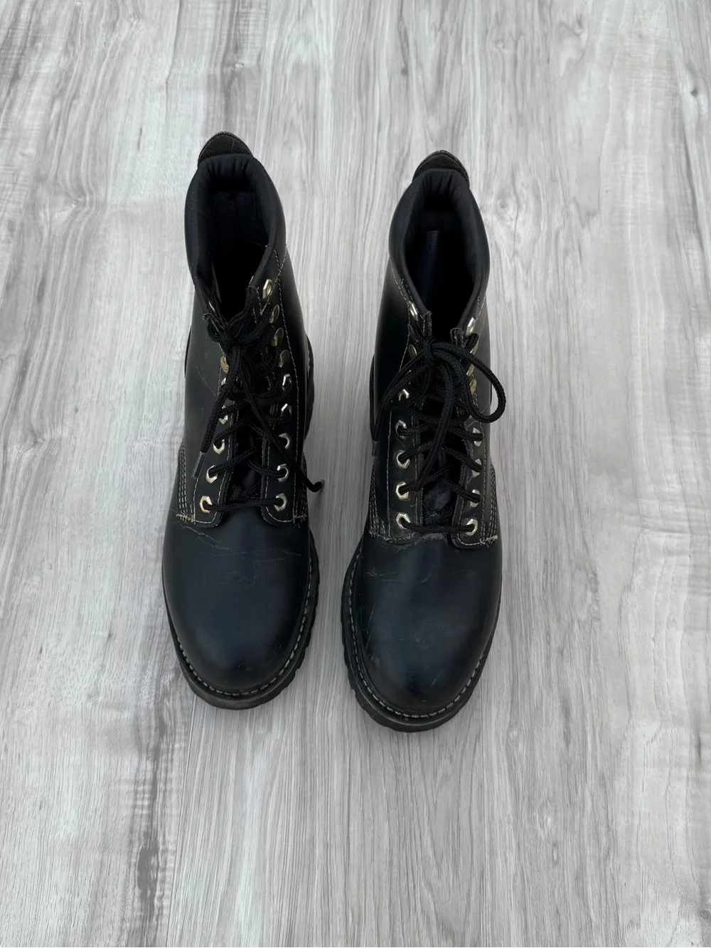 Ramrods Black Leather Steel Toe Work Boots